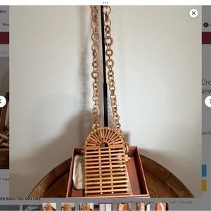 Cult Gaia Ark Cutout Phone Crossbody Bag in Natural Brown